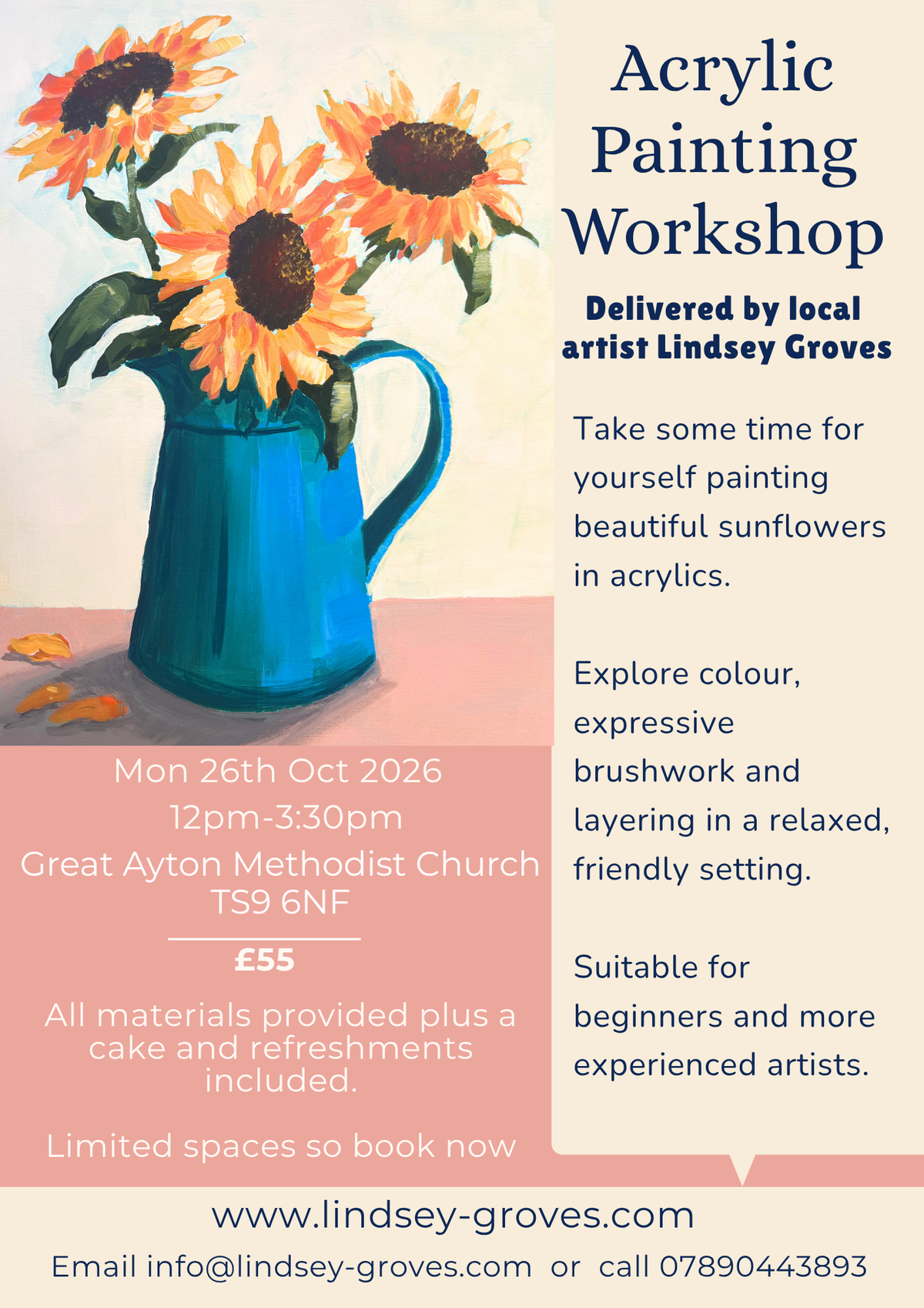 Acrylic Painting Workshop Sunfowers