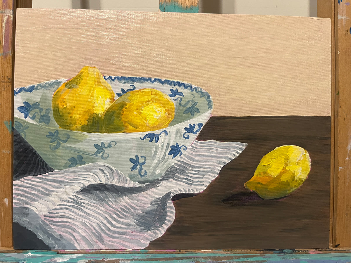 Lemons in bowl. Acrylic Workshop 2026