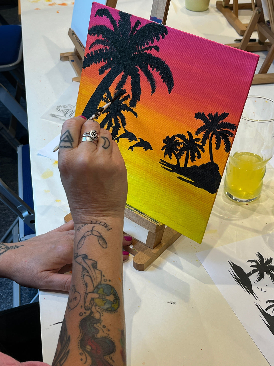 Parent and Child Sunset Painting in Swainby