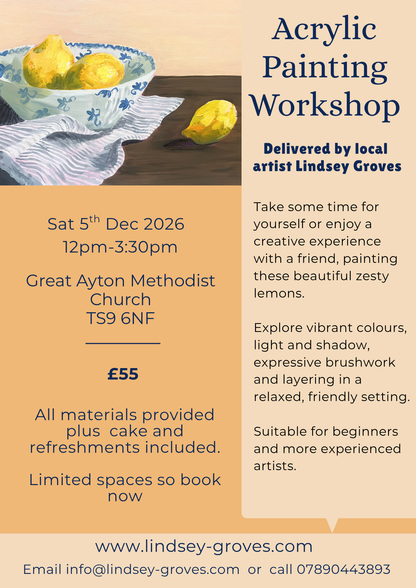 Lemons in bowl. Acrylic Workshop 2026