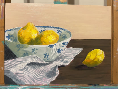 Lemons in bowl. Acrylic Workshop 2026